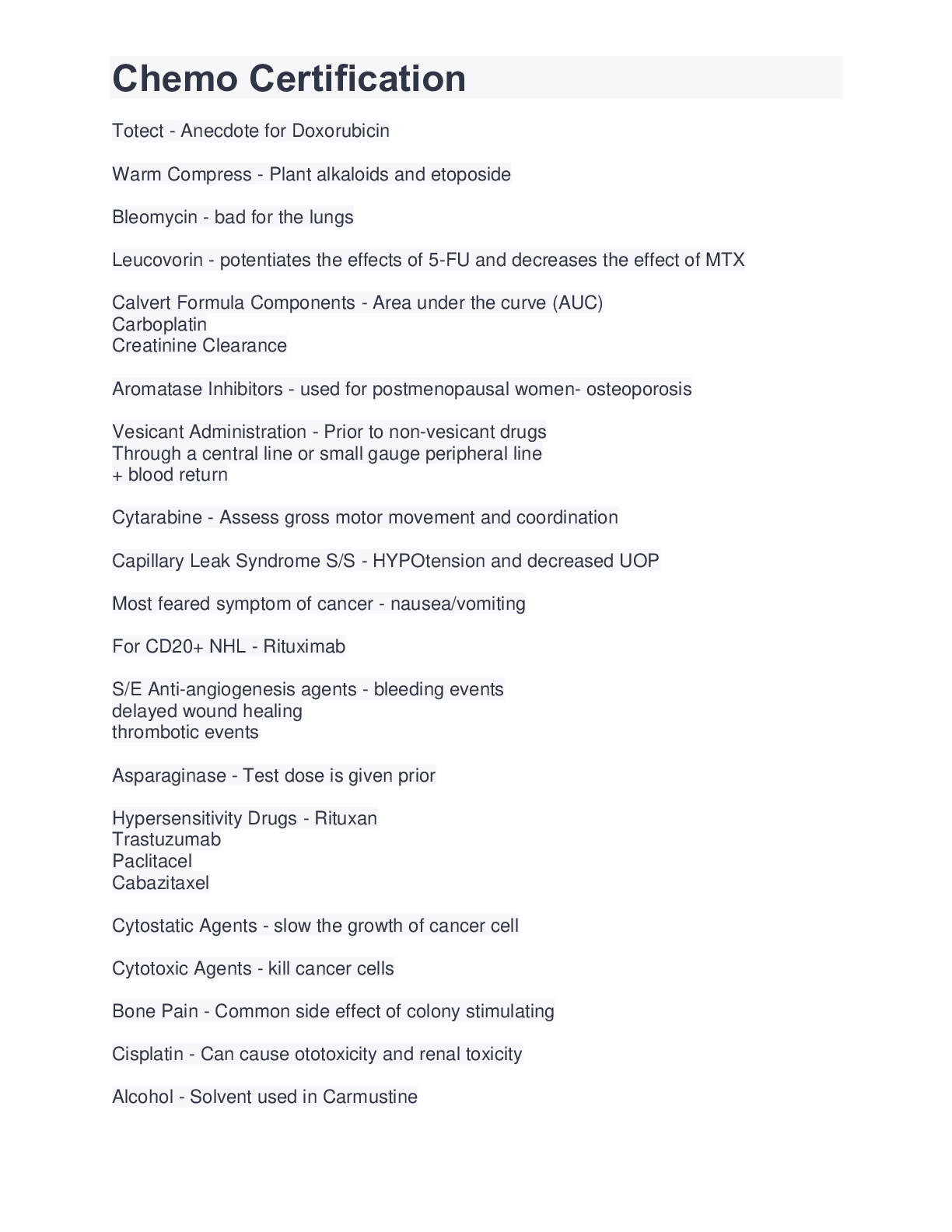 Chemo Certification Browsegrades